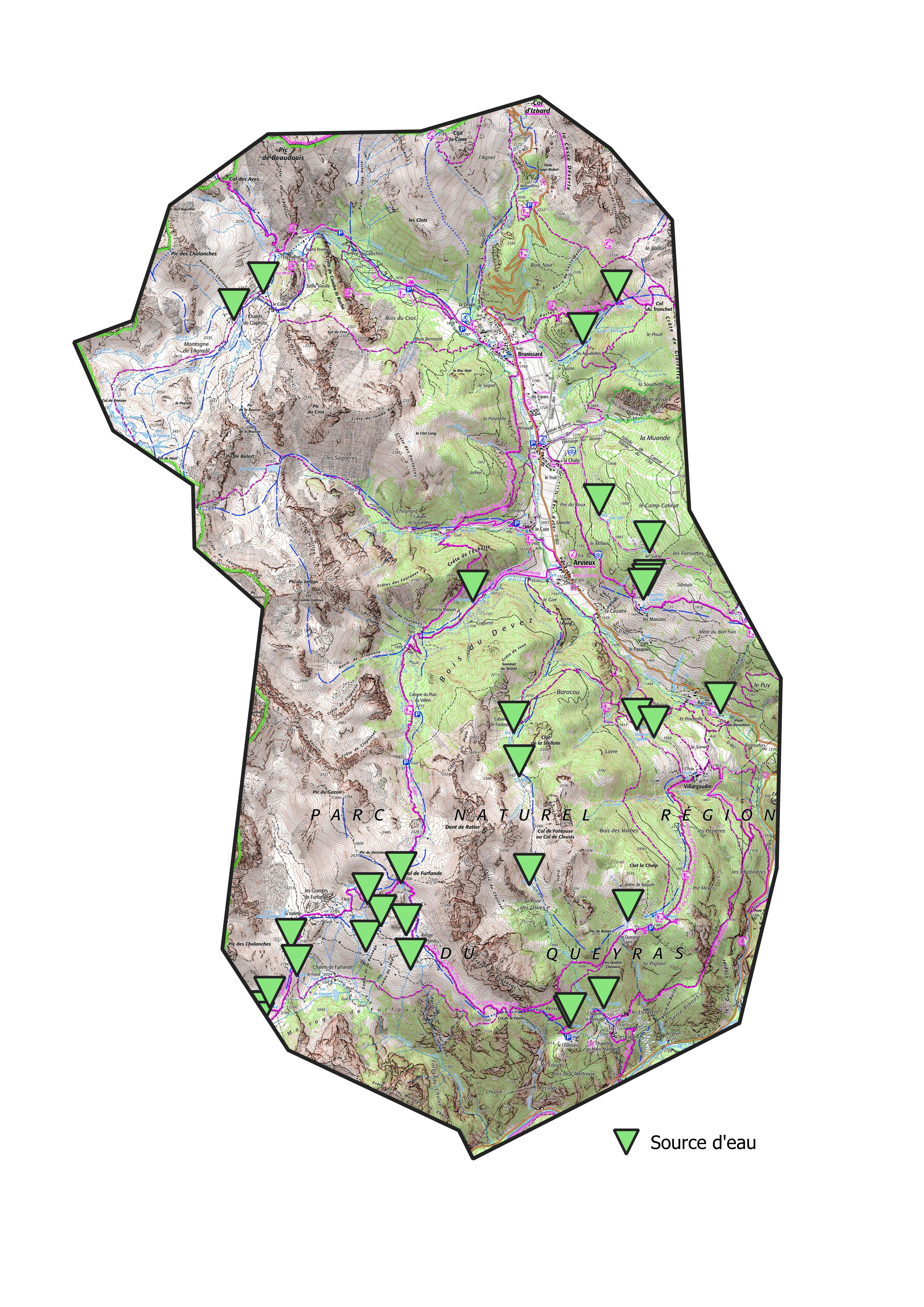 Carte des sources présentes sur l'IGN